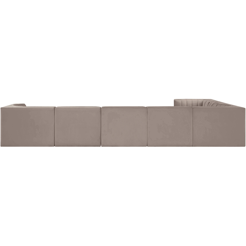 Meridian Furniture Rummi Taupe Velvet Performance Fabric 7pc. Modular Sectional