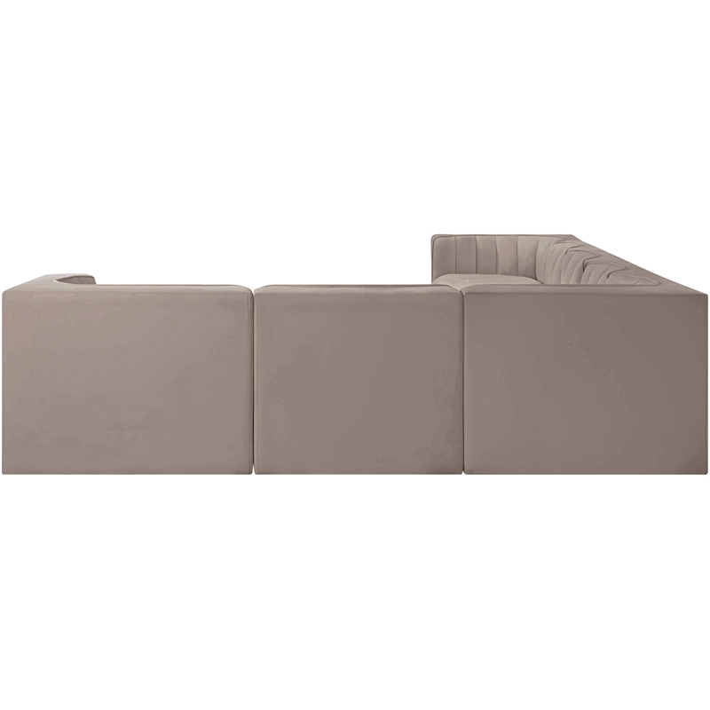 Meridian Furniture Rummi Taupe Velvet Performance Fabric 7pc. Modular Sectional