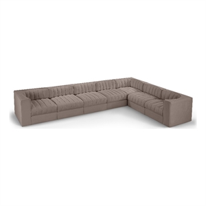 Meridian Furniture Rummi Taupe Velvet Performance Fabric 7pc. Modular Sectional