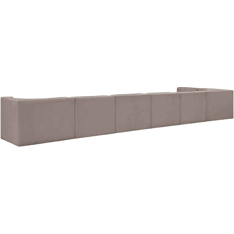 Meridian Furniture Rummi Taupe Velvet Performance Fabric 7pc. Modular Sectional