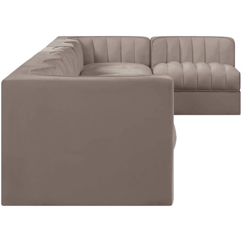Meridian Furniture Rummi Taupe Velvet Performance Fabric 7pc. Modular Sectional