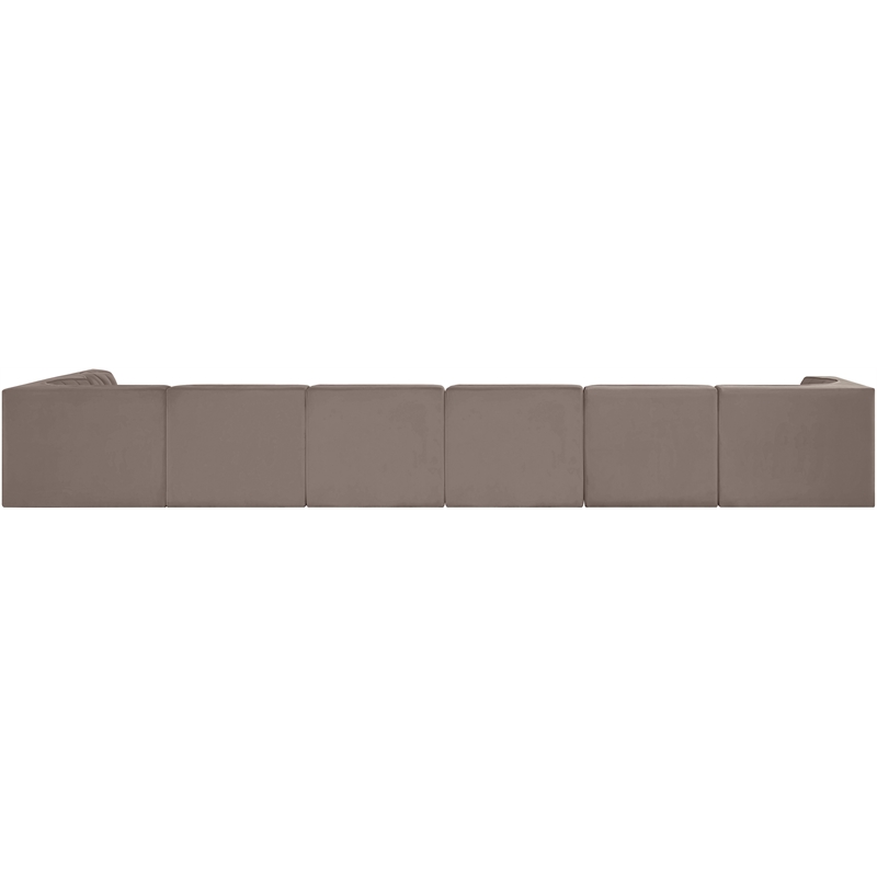 Meridian Furniture Rummi Taupe Velvet Performance Fabric 7pc. Modular Sectional
