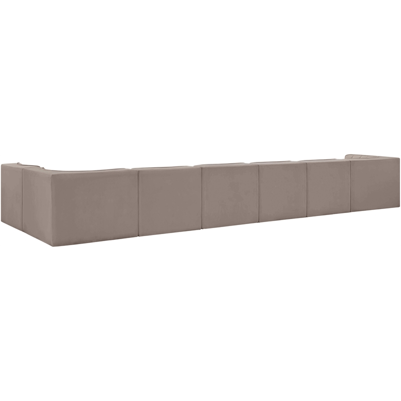 Meridian Furniture Rummi Taupe Velvet Performance Fabric 7pc. Modular Sectional