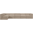 Meridian Furniture Rummi Beige Velvet Performance Fabric 6pc. Modular Sectional