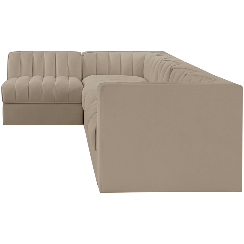 Meridian Furniture Rummi Beige Velvet Performance Fabric 6pc. Modular Sectional