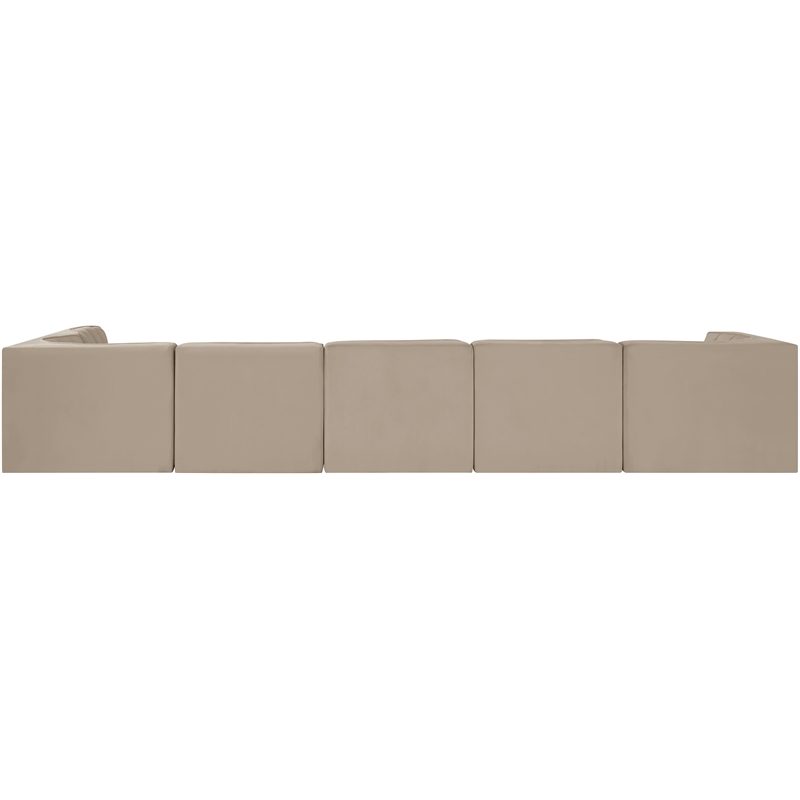 Meridian Furniture Rummi Beige Velvet Performance Fabric 6pc. Modular Sectional