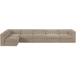 Meridian Furniture Rummi Beige Velvet Performance Fabric 6pc. Modular Sectional