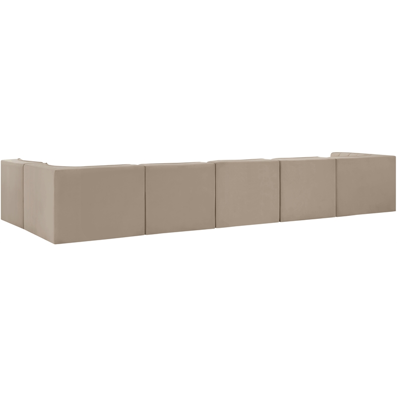 Meridian Furniture Rummi Beige Velvet Performance Fabric 6pc. Modular Sectional