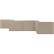 Meridian Furniture Rummi Beige Velvet Performance Fabric 6pc. Modular Sectional