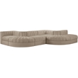 Meridian Furniture Rummi Beige Velvet Performance Fabric 6pc. Modular Sectional