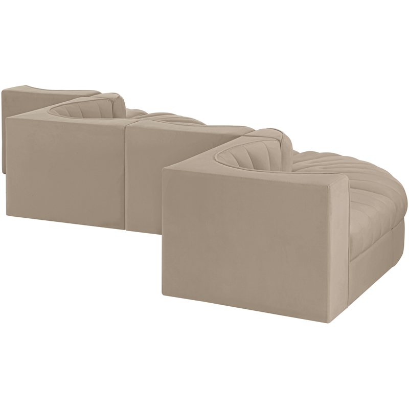 Meridian Furniture Rummi Beige Velvet Performance Fabric 6pc. Modular Sectional