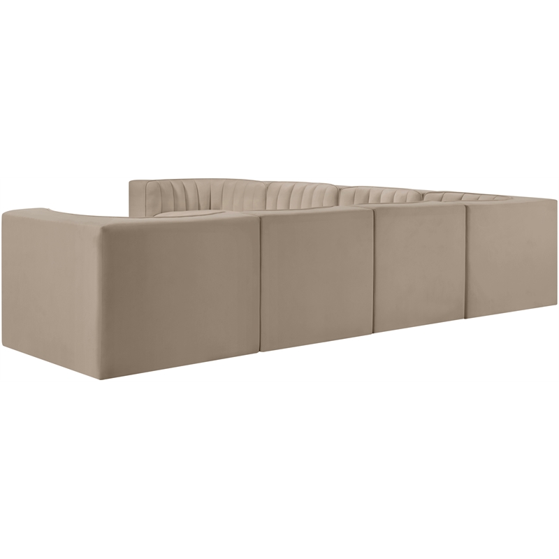 Meridian Furniture Rummi Beige Velvet Performance Fabric 7pc. Modular Sectional