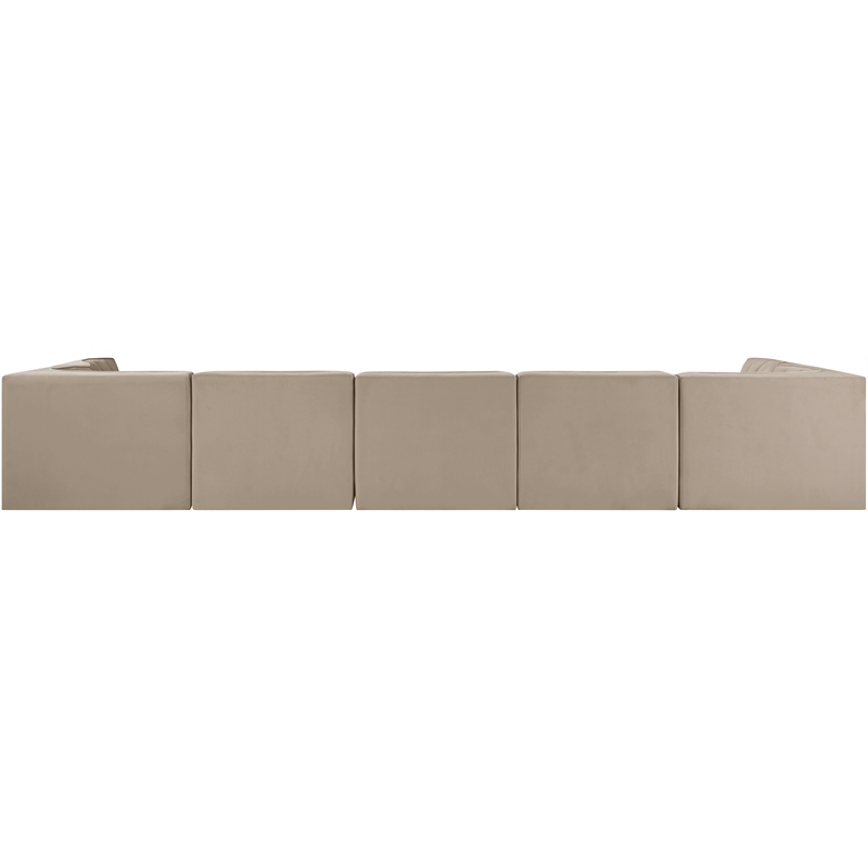 Meridian Furniture Rummi Beige Velvet Performance Fabric 7pc. Modular Sectional