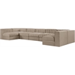 Meridian Furniture Rummi Beige Velvet Performance Fabric 7pc. Modular Sectional