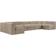 Meridian Furniture Rummi Beige Velvet Performance Fabric 7pc. Modular Sectional