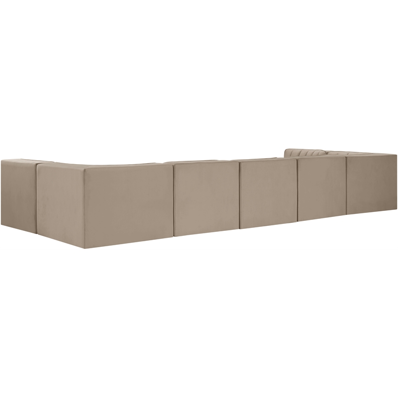 Meridian Furniture Rummi Beige Velvet Performance Fabric 7pc. Modular Sectional