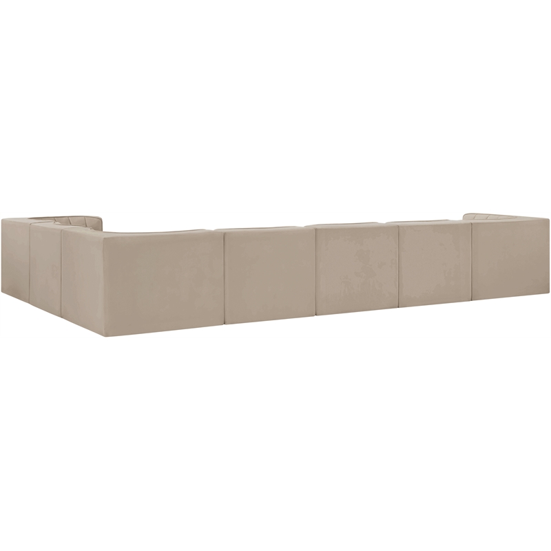 Meridian Furniture Rummi Beige Velvet Performance Fabric 7pc. Modular Sectional