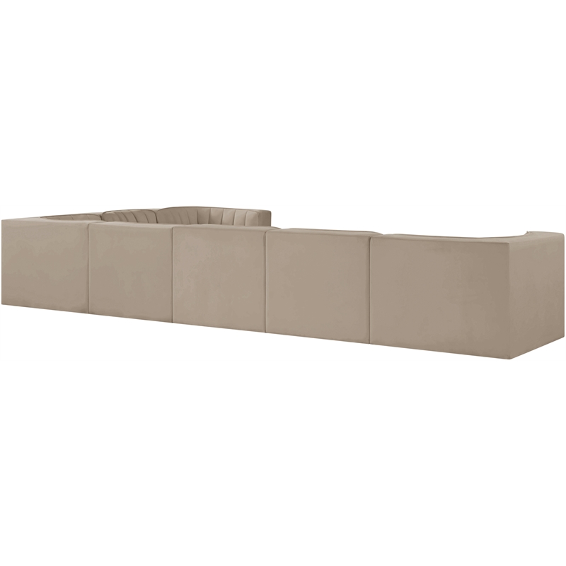 Meridian Furniture Rummi Beige Velvet Performance Fabric 7pc. Modular Sectional