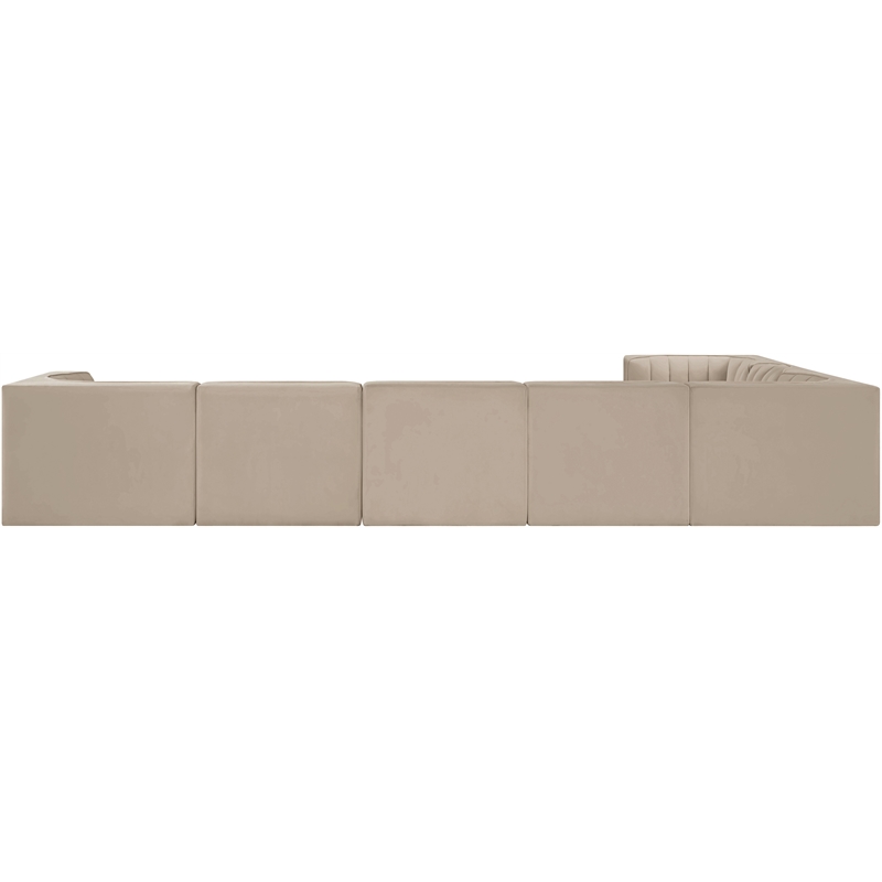 Meridian Furniture Rummi Beige Velvet Performance Fabric 7pc. Modular Sectional