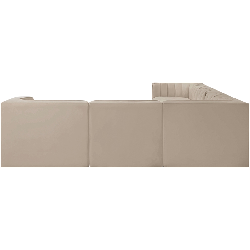 Meridian Furniture Rummi Beige Velvet Performance Fabric 7pc. Modular Sectional