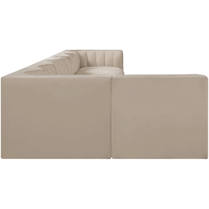 Meridian Furniture Rummi Beige Velvet Performance Fabric 7pc. Modular Sectional