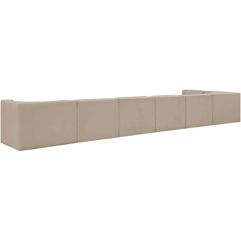 Meridian Furniture Rummi Beige Velvet Performance Fabric 7pc. Modular Sectional