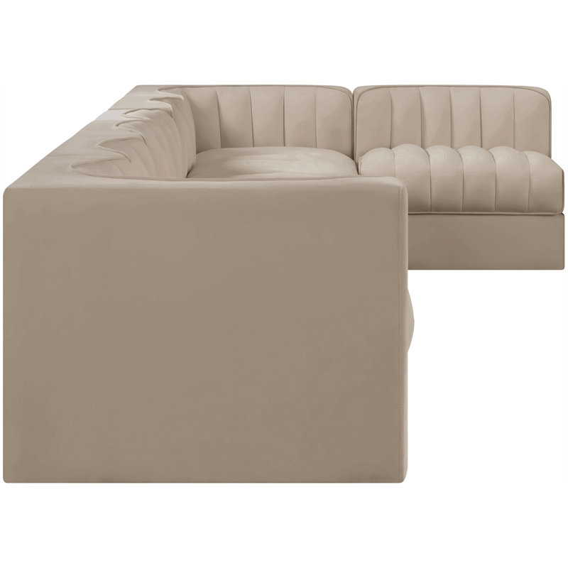 Meridian Furniture Rummi Beige Velvet Performance Fabric 7pc. Modular Sectional