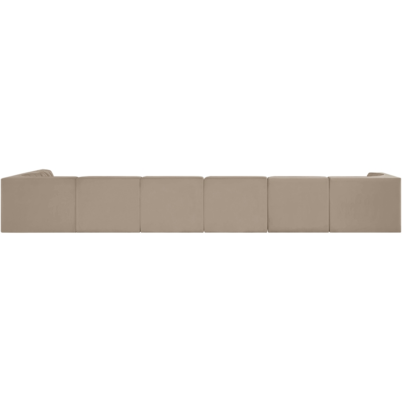 Meridian Furniture Rummi Beige Velvet Performance Fabric 7pc. Modular Sectional
