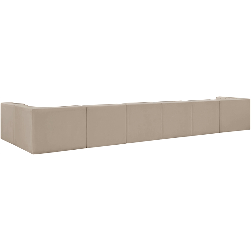 Meridian Furniture Rummi Beige Velvet Performance Fabric 7pc. Modular Sectional