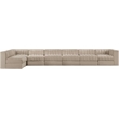 Meridian Furniture Rummi Beige Velvet Performance Fabric 7pc. Modular Sectional