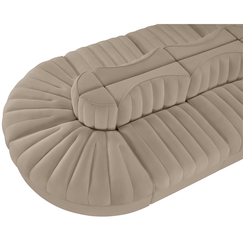 Meridian Furniture Rummi Beige Velvet Performance Fabric 8pc. Modular Sectional