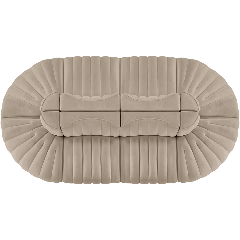 Meridian Furniture Rummi Beige Velvet Performance Fabric 8pc. Modular Sectional