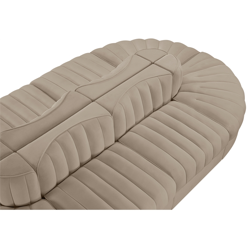 Meridian Furniture Rummi Beige Velvet Performance Fabric 8pc. Modular Sectional