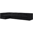 Meridian Furniture Rummi Black Velvet Performance Fabric 5pc. Modular Sectional
