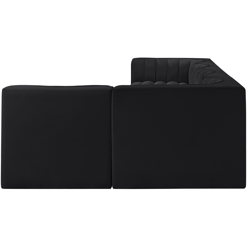 Meridian Furniture Rummi Black Velvet Performance Fabric 5pc. Modular Sectional