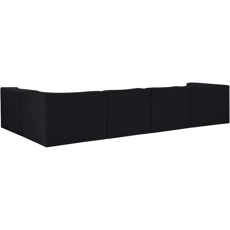 Meridian Furniture Rummi Black Velvet Performance Fabric 5pc. Modular Sectional