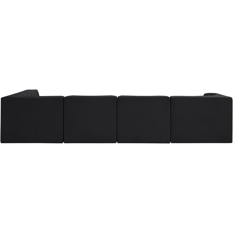 Meridian Furniture Rummi Black Velvet Performance Fabric 5pc. Modular Sectional