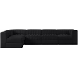 Meridian Furniture Rummi Black Velvet Performance Fabric 5pc. Modular Sectional