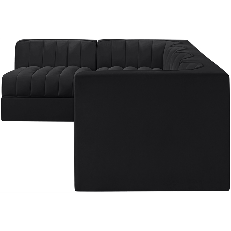 Meridian Furniture Rummi Black Velvet Performance Fabric 5pc. Modular Sectional