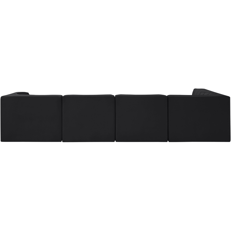 Meridian Furniture Rummi Black Velvet Performance Fabric 5pc. Modular Sectional