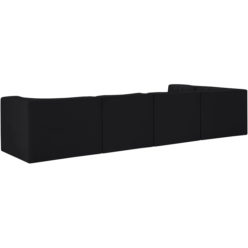 Meridian Furniture Rummi Black Velvet Performance Fabric 5pc. Modular Sectional