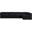 Meridian Furniture Rummi Black Velvet Performance Fabric 5pc. Modular Sectional