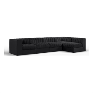 Meridian Furniture Rummi Black Velvet Performance Fabric 5pc. Modular Sectional