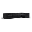 Meridian Furniture Rummi Black Velvet Performance Fabric 5pc. Modular Sectional