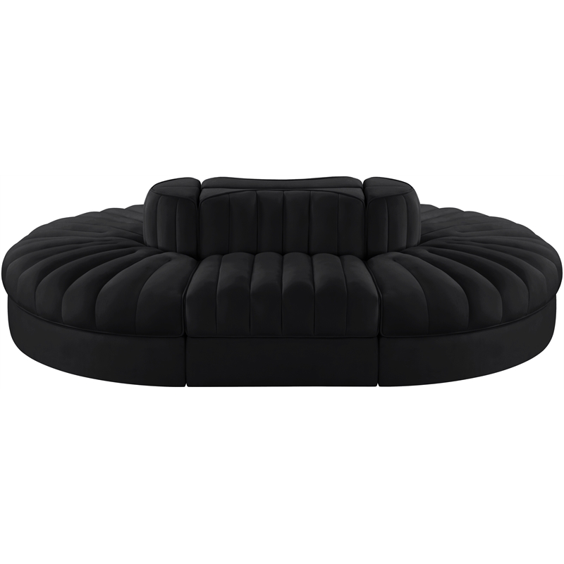 Meridian Furniture Rummi Black Velvet Performance Fabric 6pc. Modular Sectional