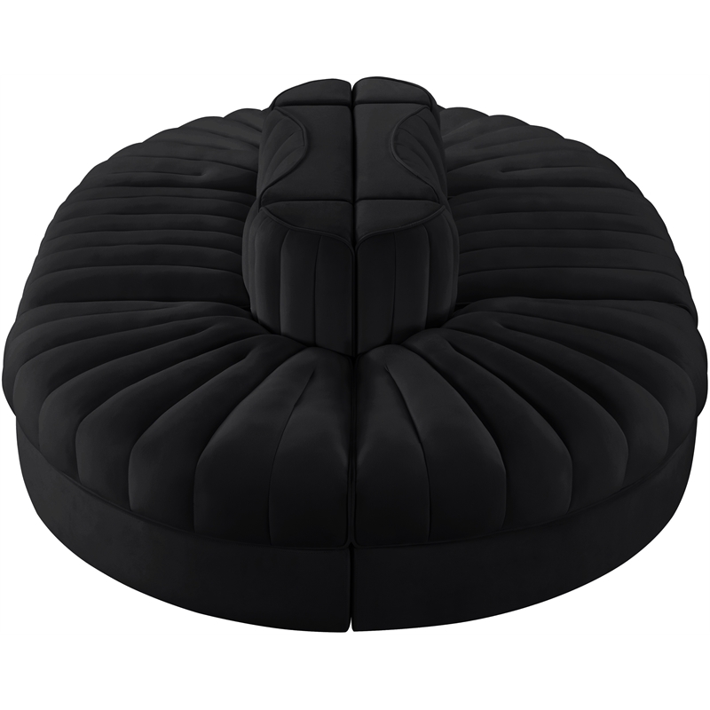 Meridian Furniture Rummi Black Velvet Performance Fabric 6pc. Modular Sectional
