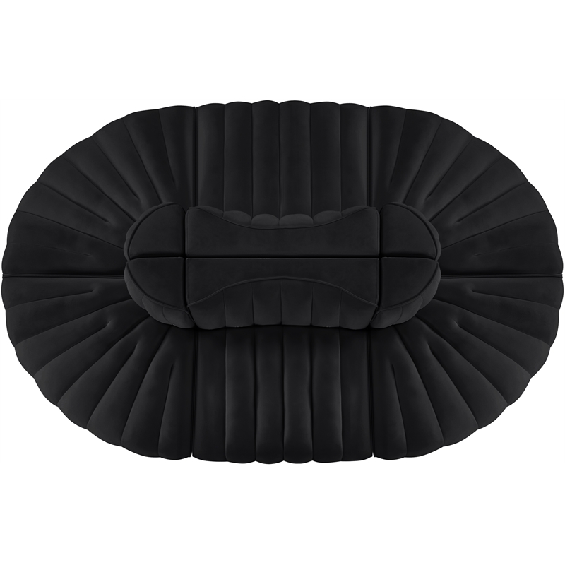 Meridian Furniture Rummi Black Velvet Performance Fabric 6pc. Modular Sectional