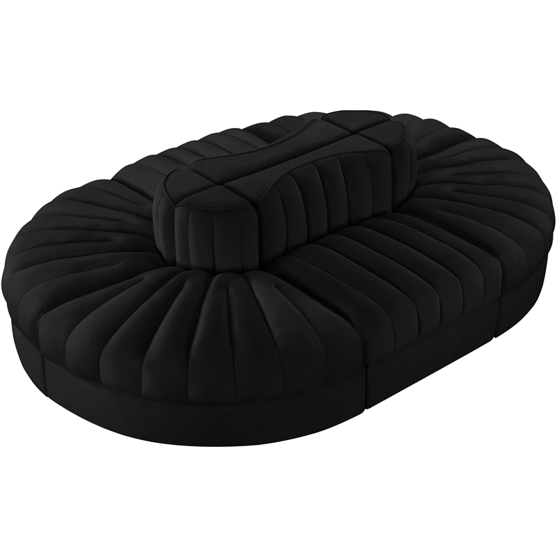 Meridian Furniture Rummi Black Velvet Performance Fabric 6pc. Modular Sectional
