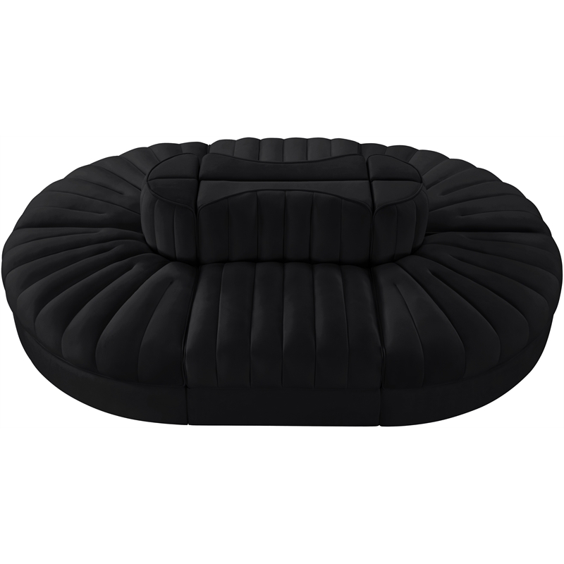 Meridian Furniture Rummi Black Velvet Performance Fabric 6pc. Modular Sectional