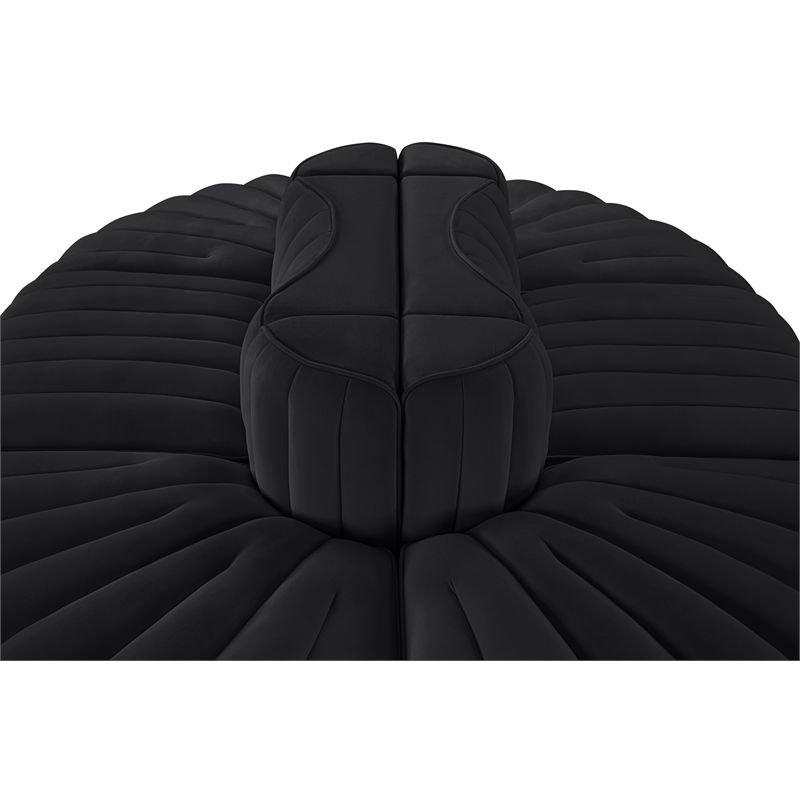 Meridian Furniture Rummi Black Velvet Performance Fabric 6pc. Modular Sectional